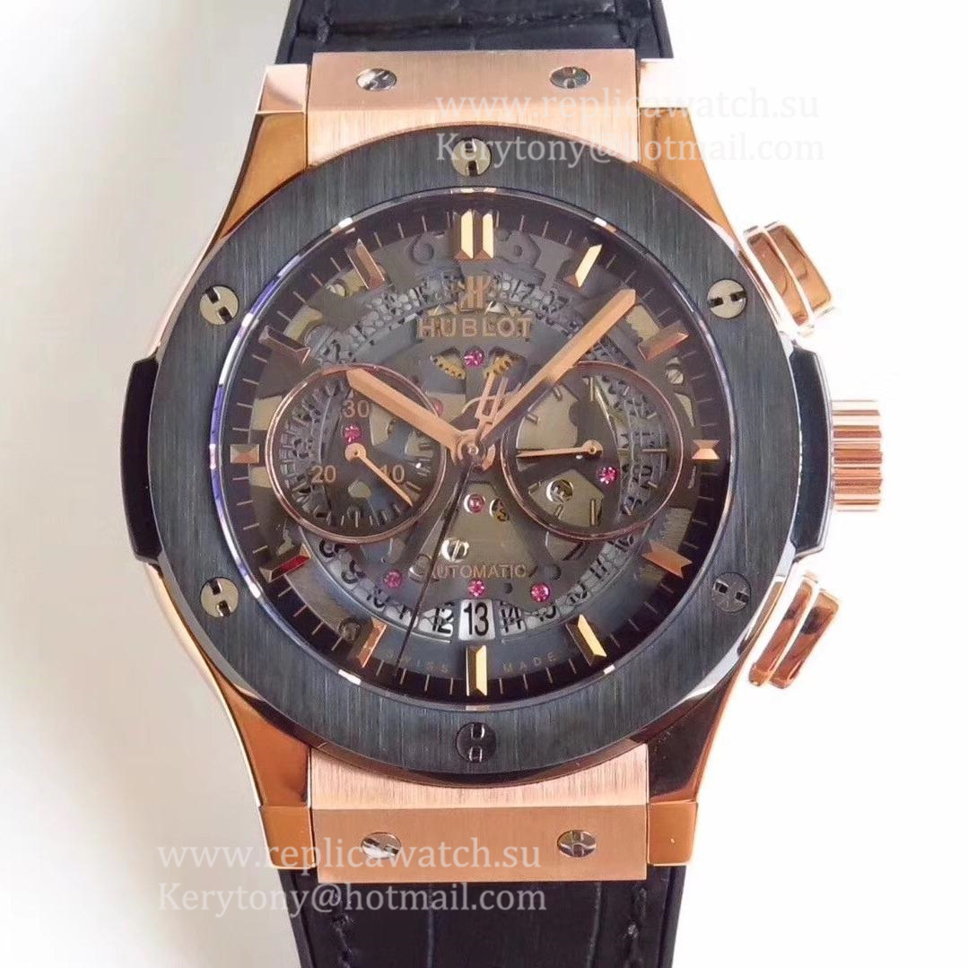 Best Price Hublot Classic Fusion Aerofusion Chrono Dutch 525.OM.0180.HR.CSS16 HBB V6F Rose Gold Black Skeleton Dial 7750