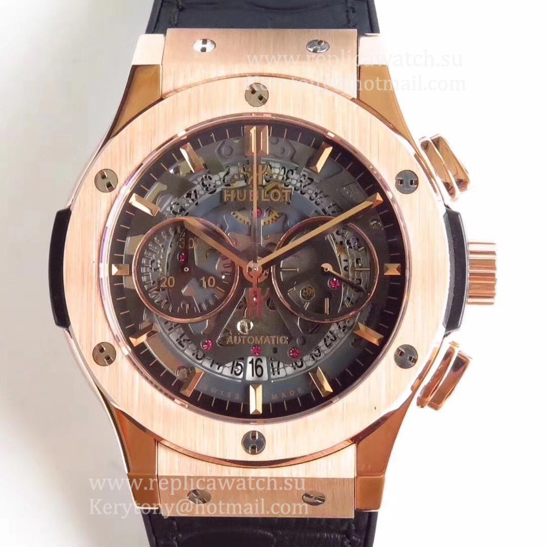 NEW Replica Hublot Classic Fusion Aerofusion Chrono King Gold 525.OX.0180.LR HBB V6F Rose Gold Black Skeleton Dial 7750