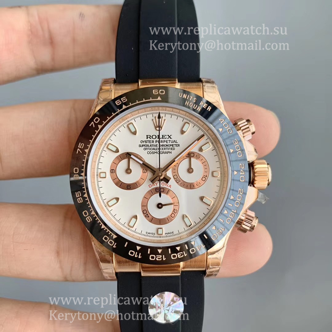Fake R01ex Daytona  116515 LN WF 18K Rose Gold White Dial 7750