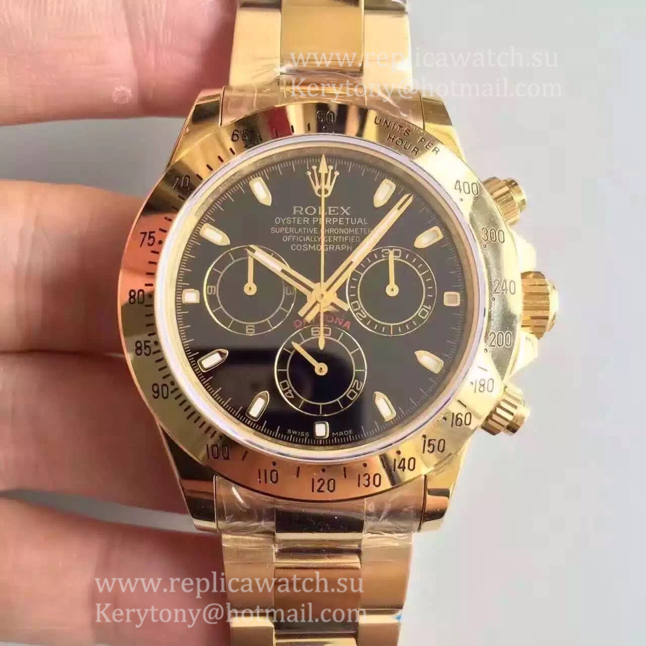 Perfect Replica R01ex Daytona  116528 JHF Yellow Gold Black Dial 4130