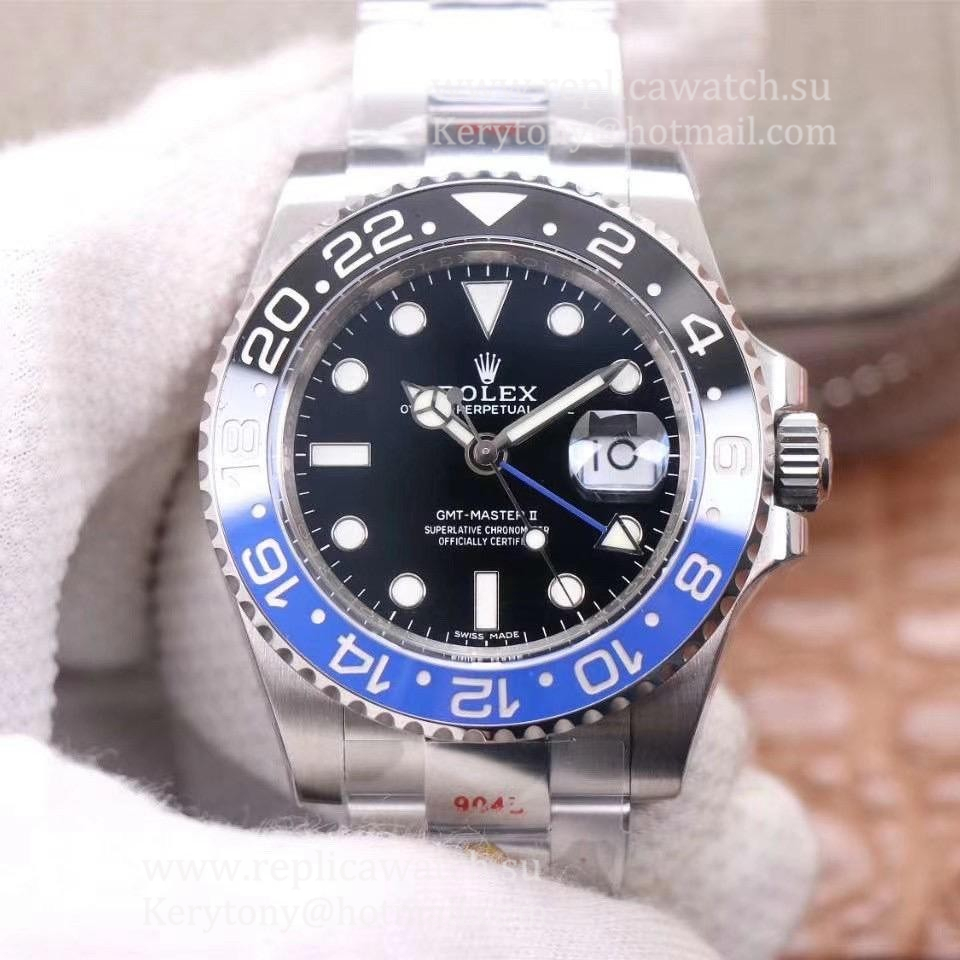 Copy R01ex GMT-Master II 116710 BLNR Noob Factory V11 SS 904L Black Dial  2836
