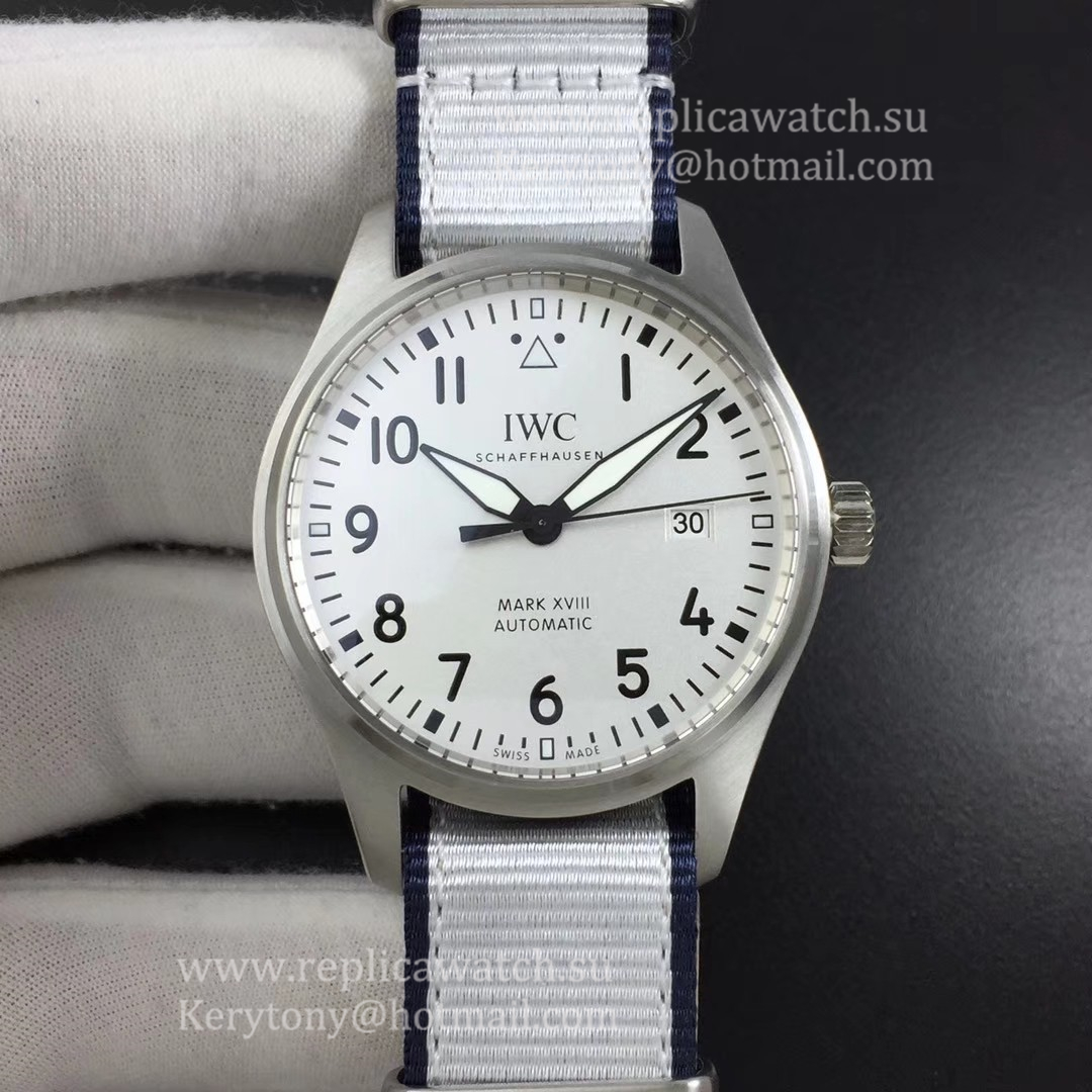 High Quality IWC Pilot Mark XVIII IW327002 M+F SS White Dial 35111