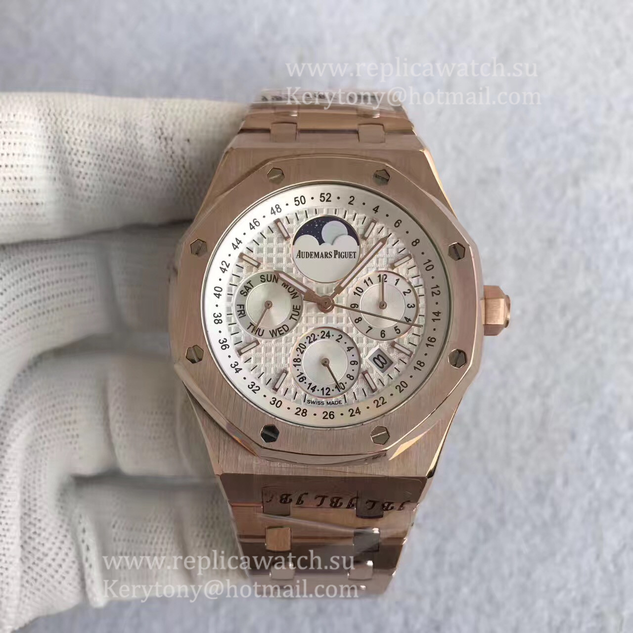 Best Price Audemars P1g*et Royal Oak Perpetual Calendar 41mm 26574OR.OO.1220OR.01 JF Rose Gold Silver Dial 5134