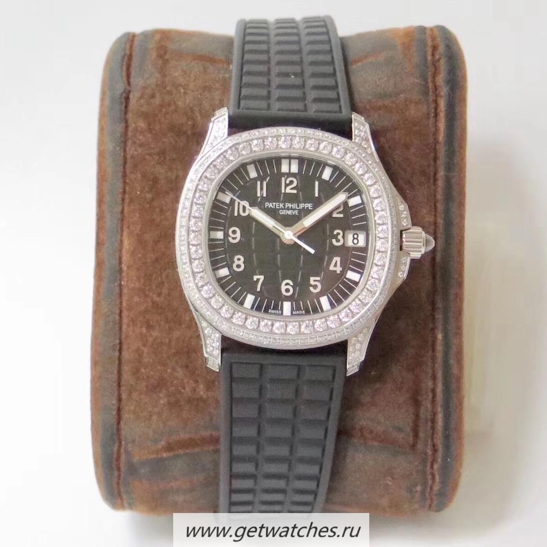 Best Price Pat*k Phi1i*pe Aquanaut Luce Ladies 5068 PPF SS & D1am0nds Black Dial 324SC