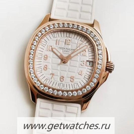 Replica Pat*k Phi1i*pe Aquanaut Luce Ladies 5068R JJF Rose Gold & D1am0nds White Dial 324SC