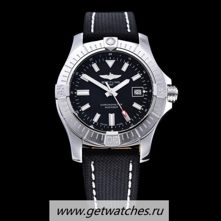 Copy Breitling Avenger Automatic 43mm GF SS Black Dial Black Nylon Strap 2824
