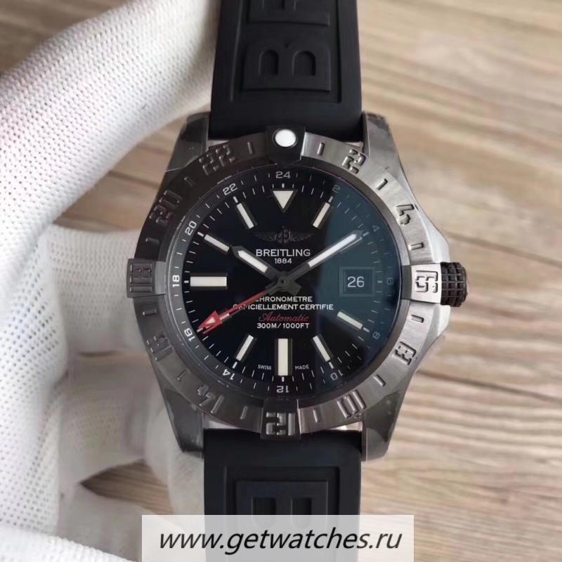 Copy Breitling Avenger II GMT A3239011/BC35/153S/A20D.2 GF Black SS Black Dial 2836