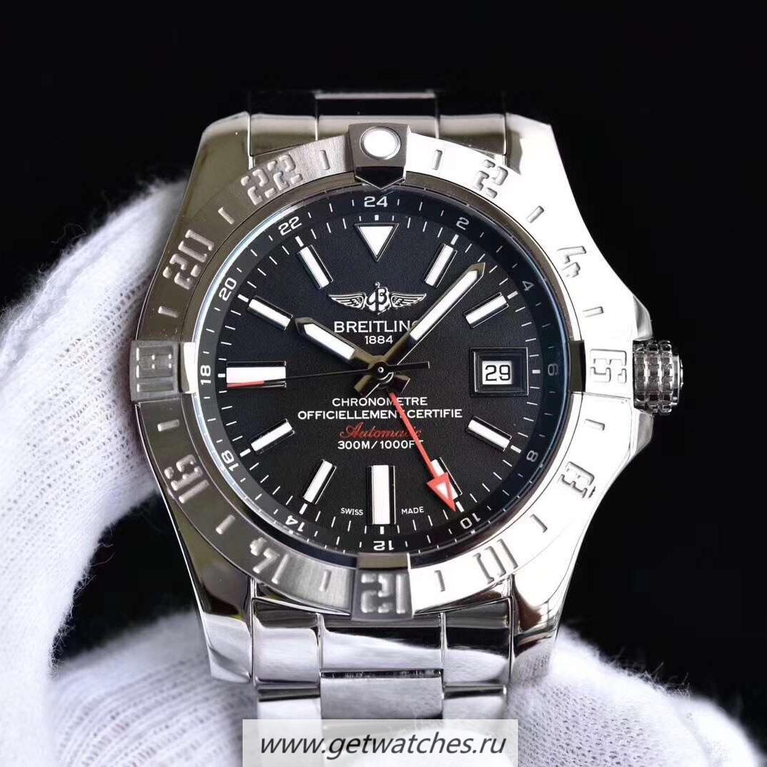 Fake Breitling Avenger II GMT A3239011/BC35/170A GF SS Black Dial 2836
