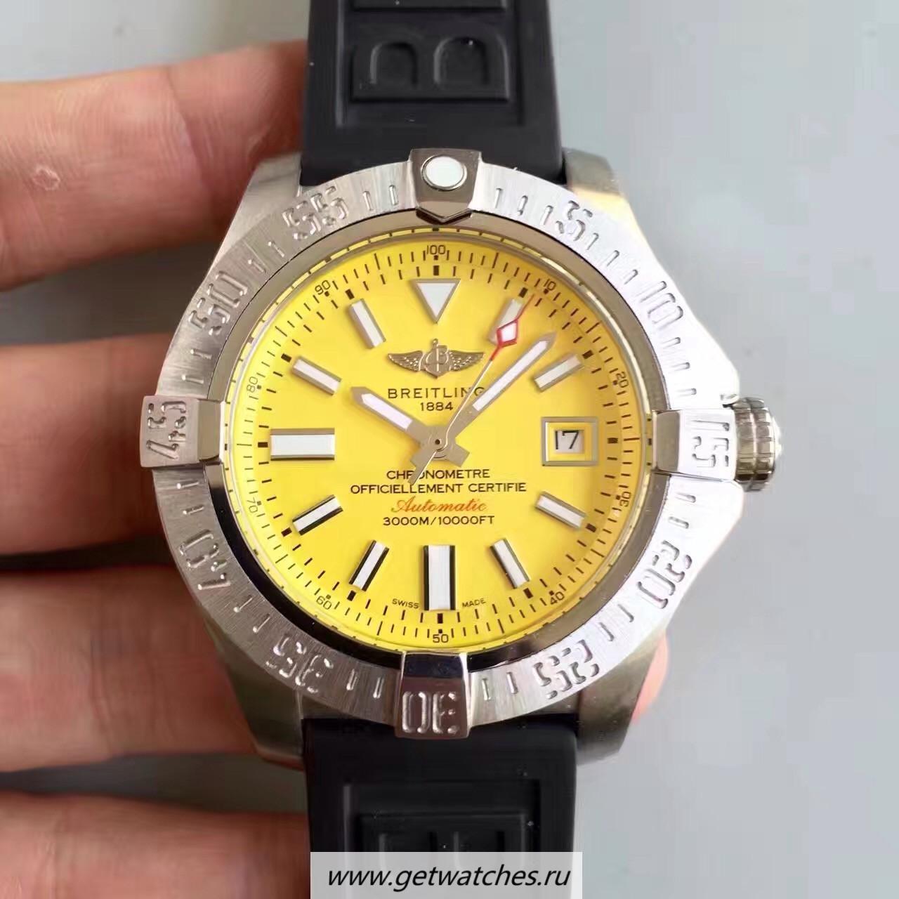 Shop Breitling Avenger II Seawolf A1733110/BC30/152S/A20SS.1 Noob Factory SS Yellow Dial 2836