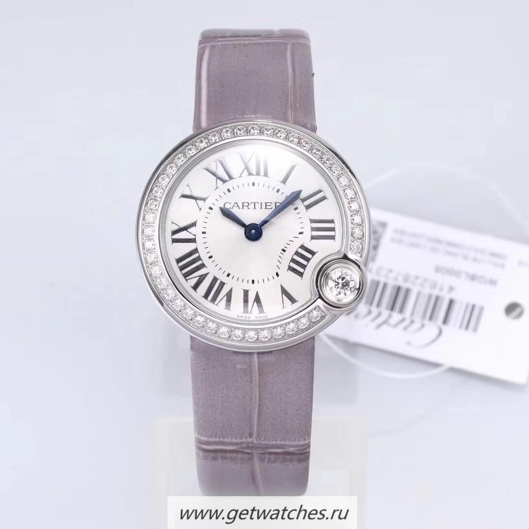 Shop Ca*t1er Ballon Blanc 30mm PF SS & D1am0nds Silver Dial Ronda Quartz