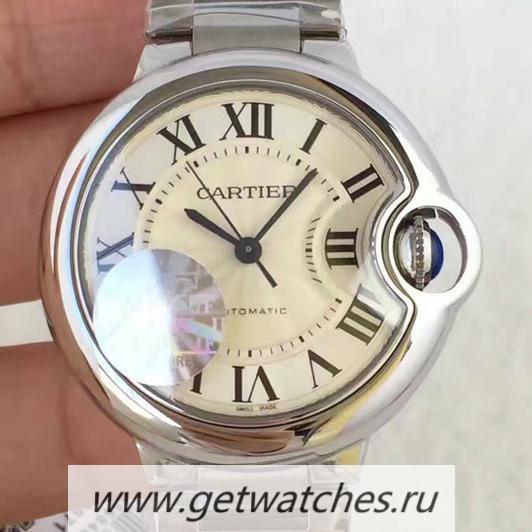 Copy Ca*t1er Ballon Bleu 33mm JF SS White Dial M9015