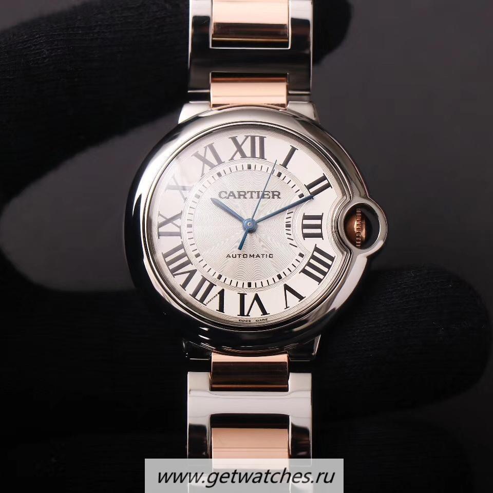 Best Price Ca*t1er Ballon Bleu 36mm V9F SS & 24K Rose Gold Silver Dial Cal. 076
