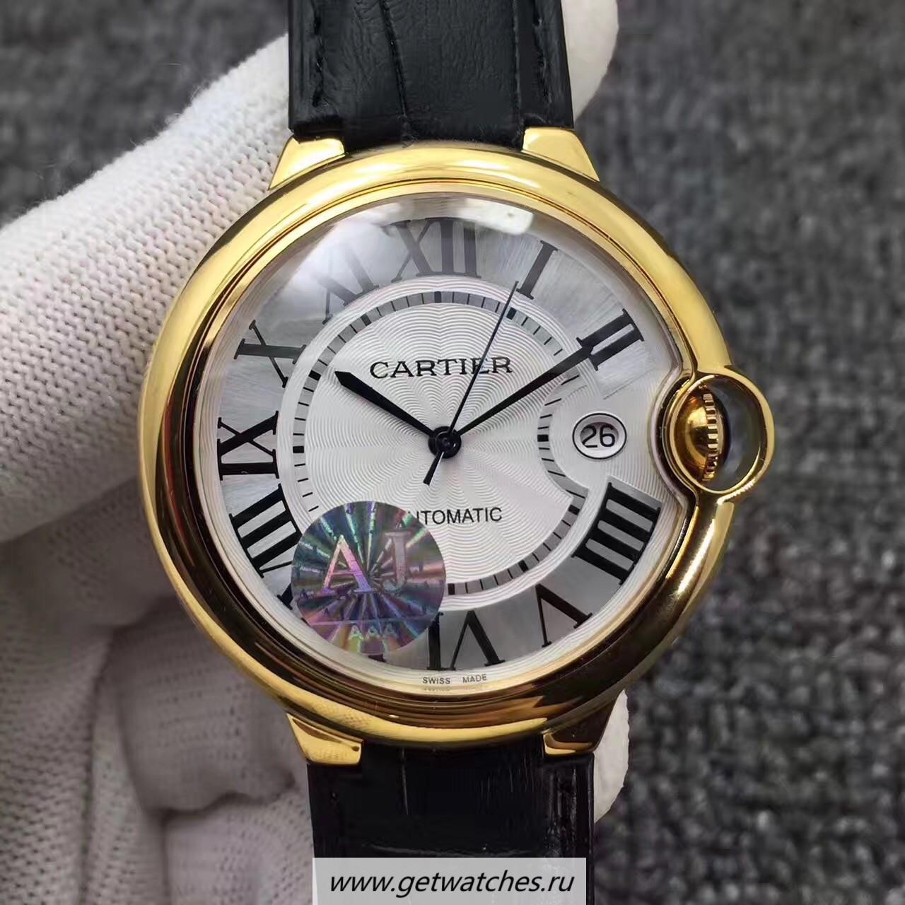 NEW Replica Ca*t1er Ballon Bleu 42mm W6900551 AJF Yellow Gold Silver Dial 2824