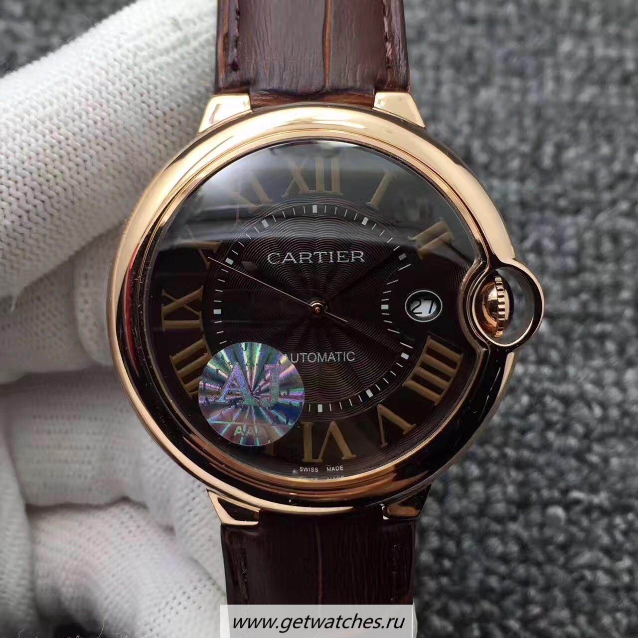 High Quality Ca*t1er Ballon Bleu 42mm W6920037 AJF Rose Gold Chocolate Dial 2824