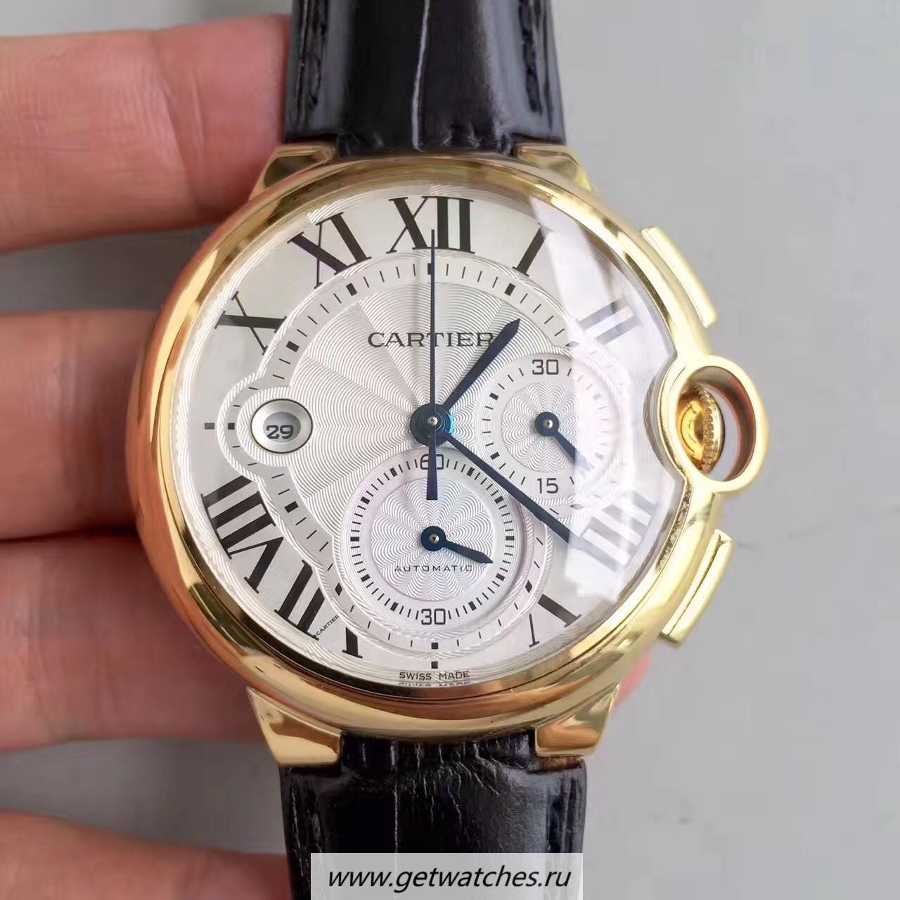 Shop Ca*t1er Ballon Bleu Chrono W6920007 Noob Factory Yellow Gold Silver Dial 8101 MC