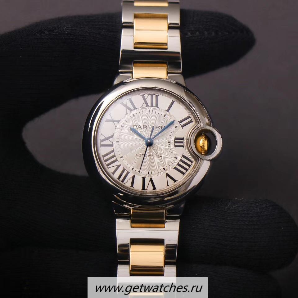 High Quality Ca*t1er Ballon Bleu Ladies 33mm V9F SS & 24K Yellow Gold Silver Dial Cal. 076