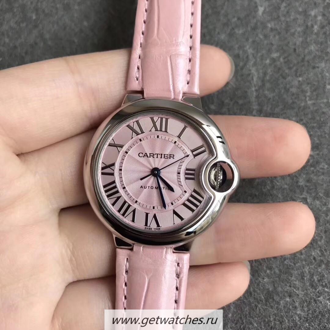 Perfect Replica Ca*t1er Ballon Bleu Ladies 33mm WSBB0002 CRF SS Pink Dial Calibre 076