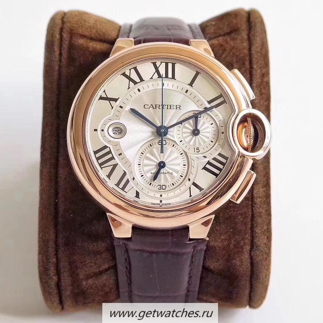 Replica Ca*t1er Ballon Bleu W6920074 44mm ZF Rose Gold Silver Dial 1904 MC