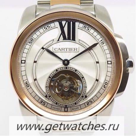 Best Price Ca*t1er Calibre Tourbillon SS & Rose Gold White Dial Tourbillon