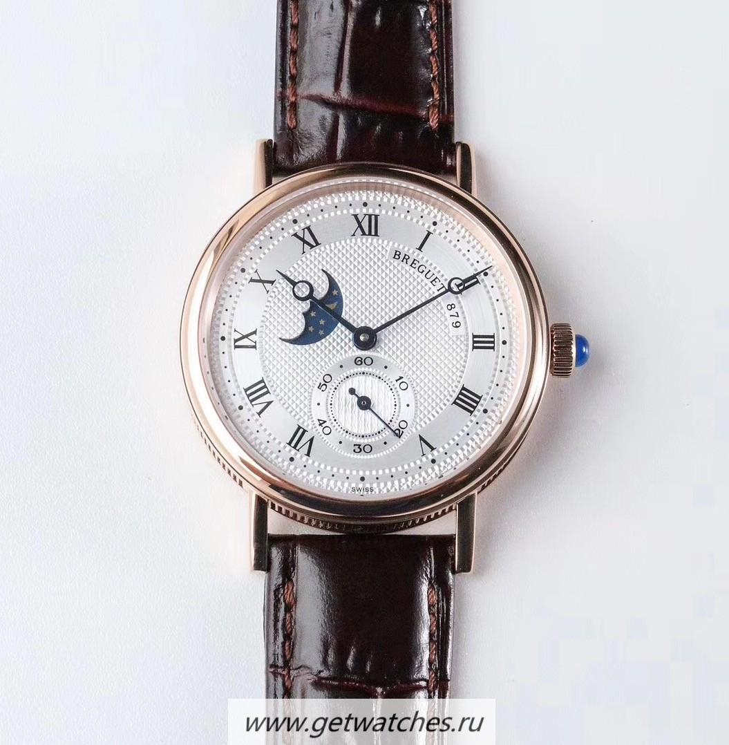 Perfect Replica Breguet Classique Moonphase 4396 GXGF Rose Gold Silver Dial 5165R