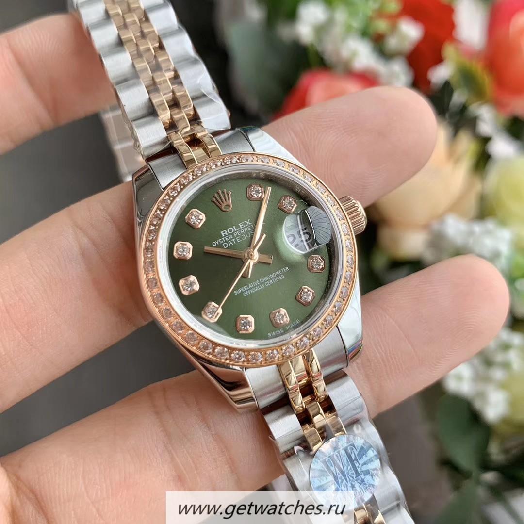 High Quality R01ex Datejust 28mm 279381 RBR Ladies WF SS & Rose Gold Green Dial 2671