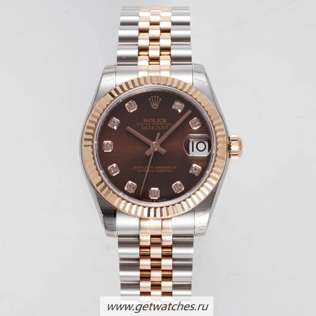 Perfect Replica R01ex Datejust 31 278273 GSF SS 904L & Rose Gold Chocolate Dial 2836