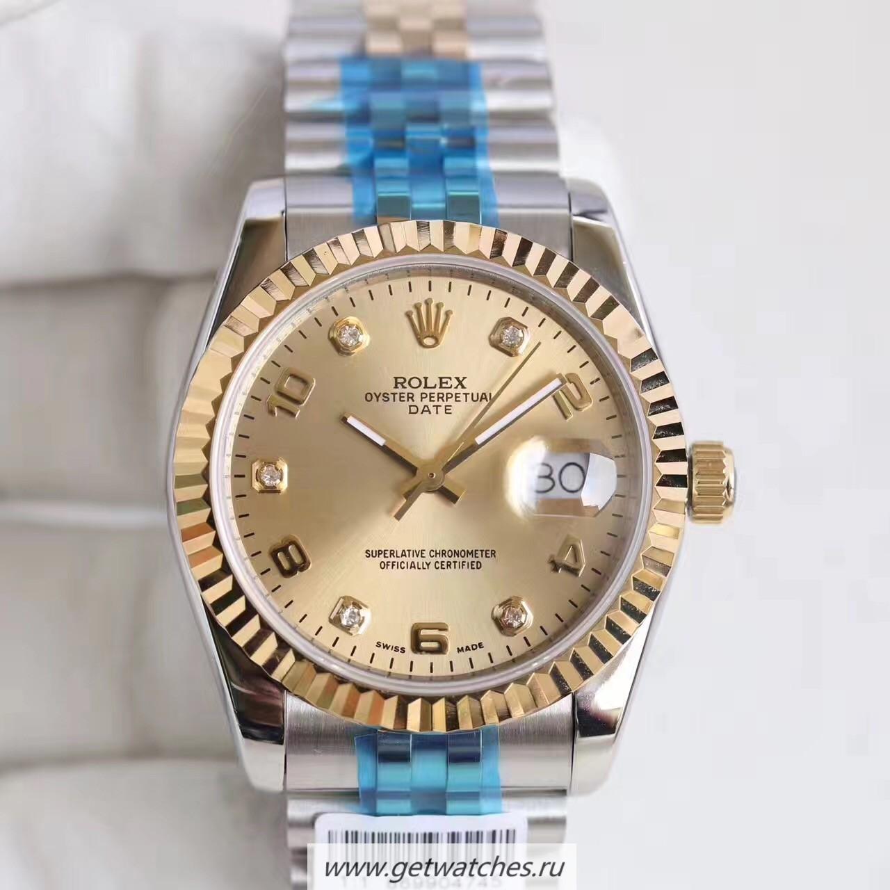 Copy R01ex Datejust 36 116233 36mm Noob Factory SS & Yellow Gold Champagne Dial 2836