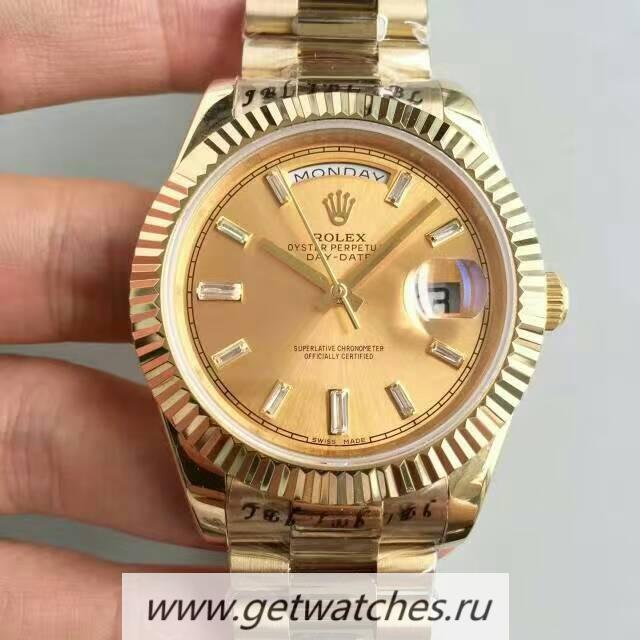 Perfect Replica R01ex Day-Date 40 228238 40mm KWF Yellow Gold Champagne Dial 3255