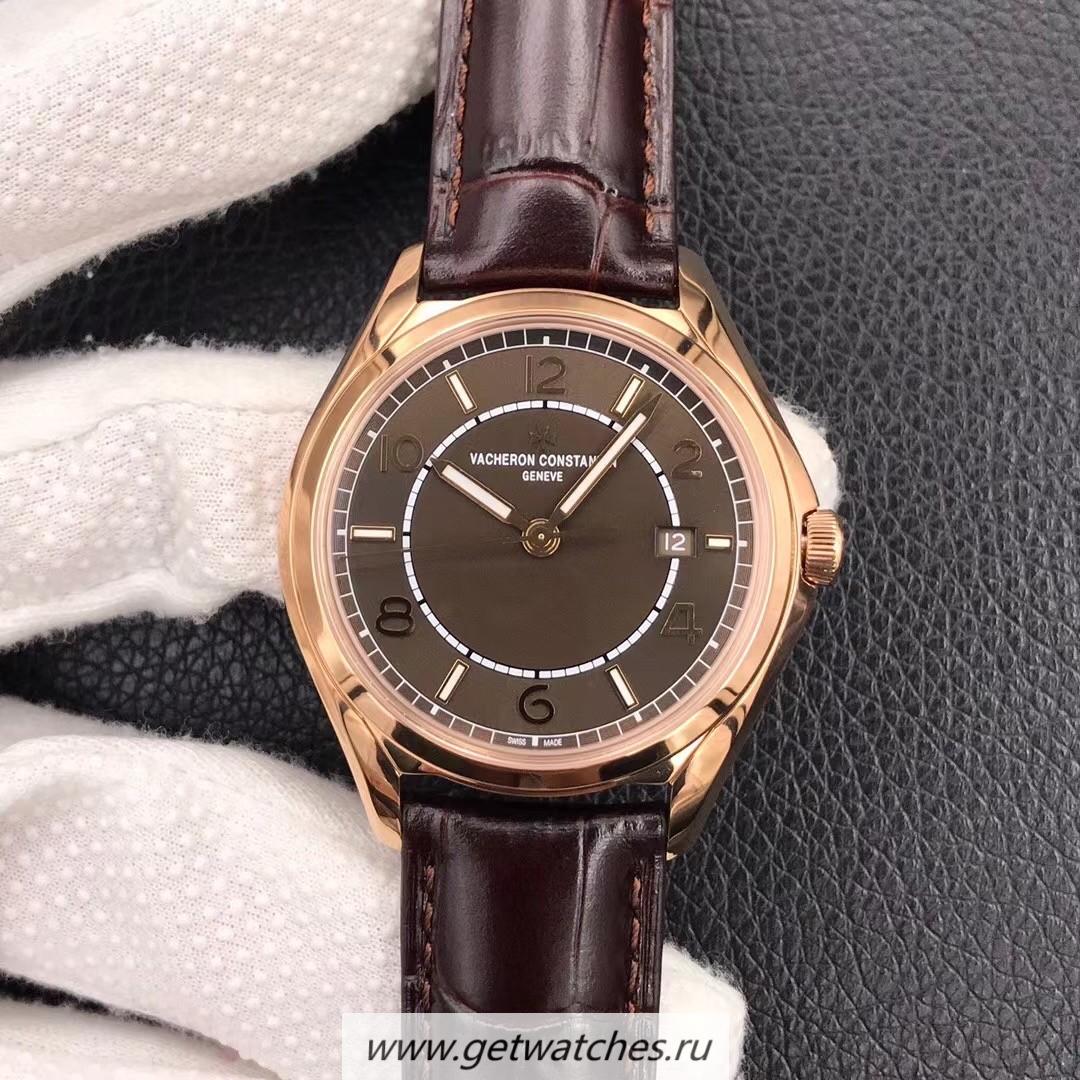 Perfect Replica Vacheron C0nstan1n FiftySix ZF Rose Gold Brown Dial 1326
