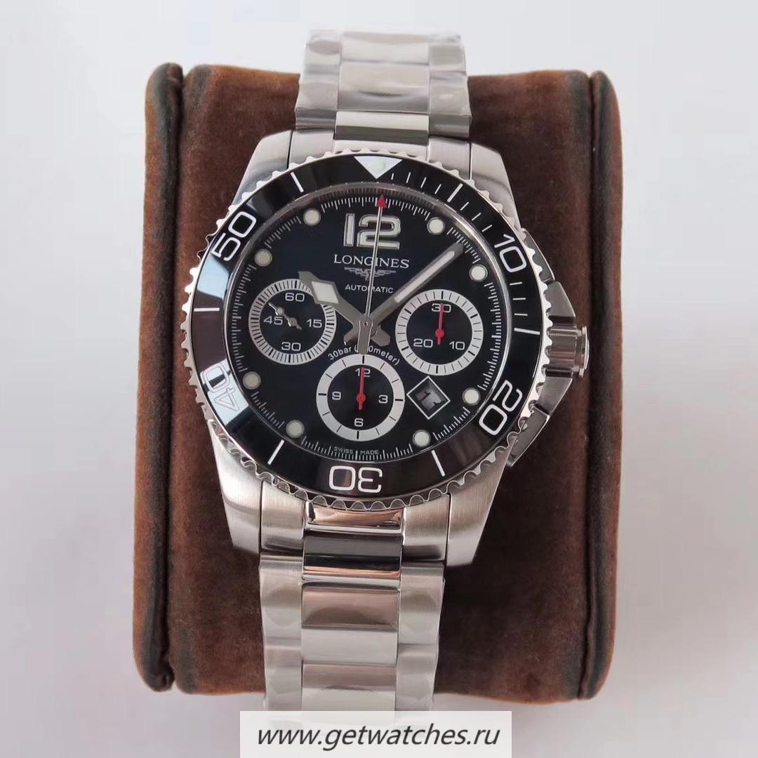Perfect Replica Longines HydroConquest L3.883.4.56.6 ACF SS Black Dial 7750