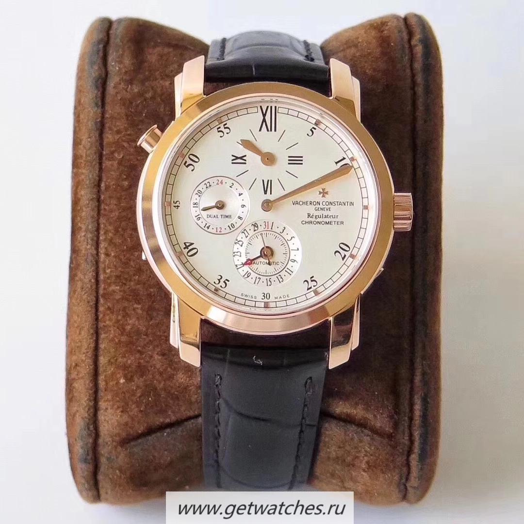 Fake Vacheron C0nstan1n Malte Regulateur Dual Time 42005/000J K11F Rose Gold White Dial 1206
