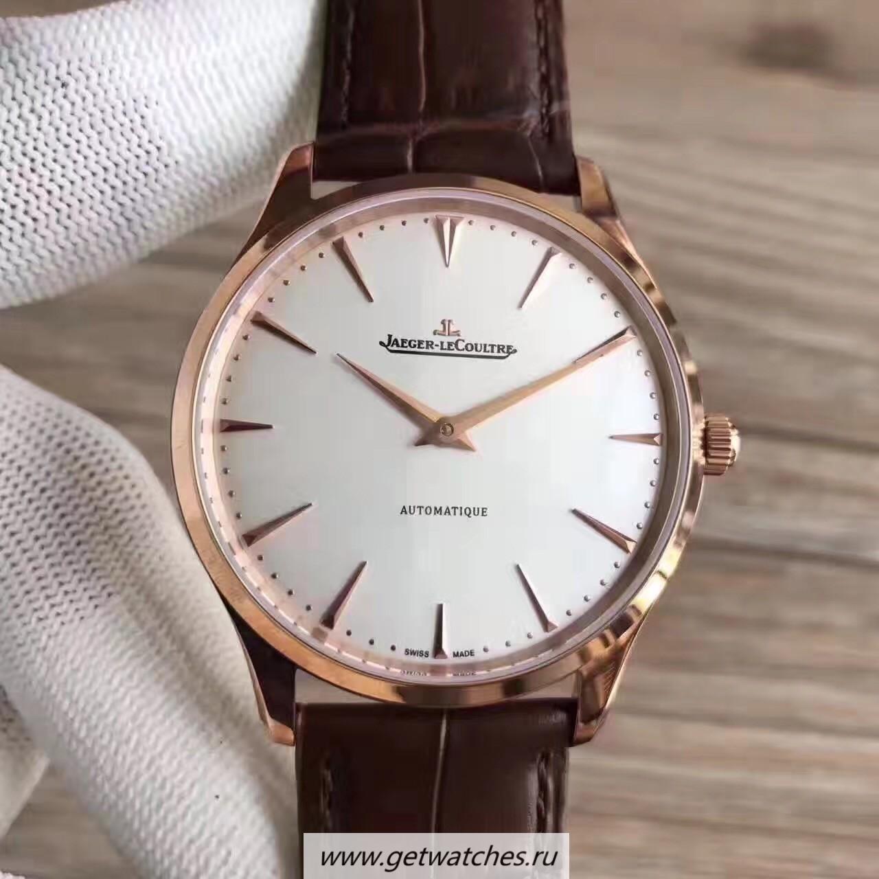 Fake Jaeger-LeCoultre Master Ultra Thin 41 1332511 Noob Factory Rose Gold Silver Dial M9015