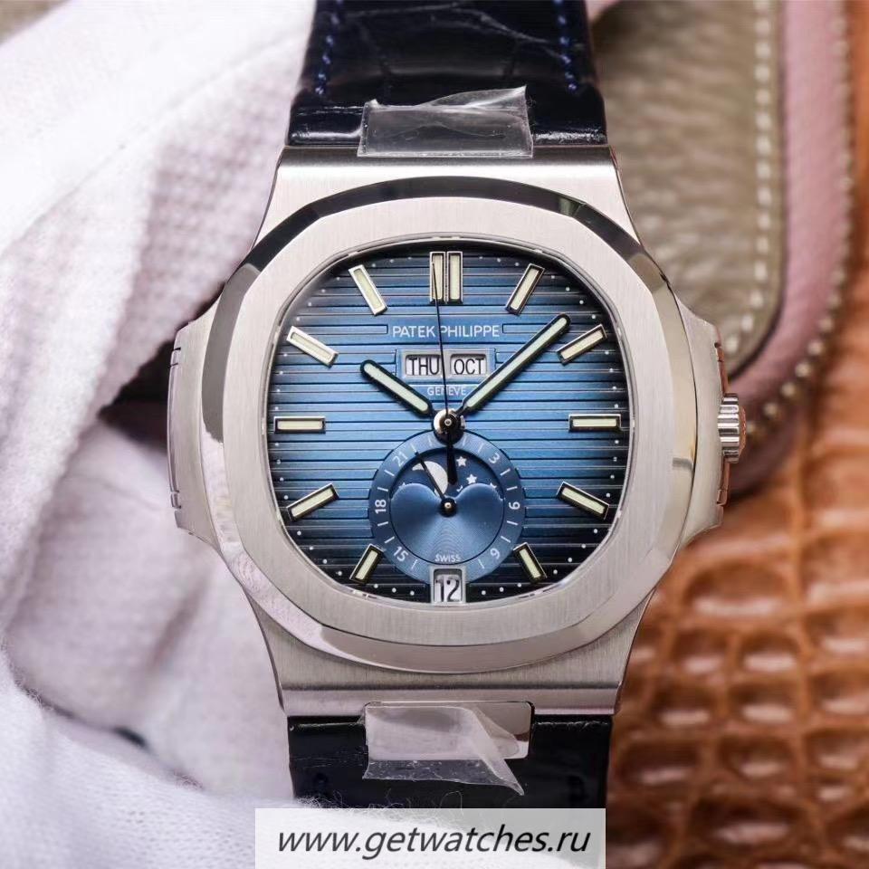 High Quality Pat*k Phi1i*pe Nautilus Annual Calendar Moonphase 5726 PF SS Blue Dial 324