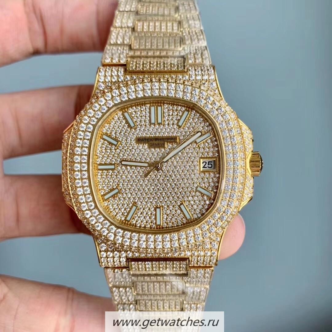 Perfect Replica Pat*k Phi1i*pe Nautilus Jumbo 5719/10G-010 WF Yellow & D1am0nds D1am0nd Dial 324SC
