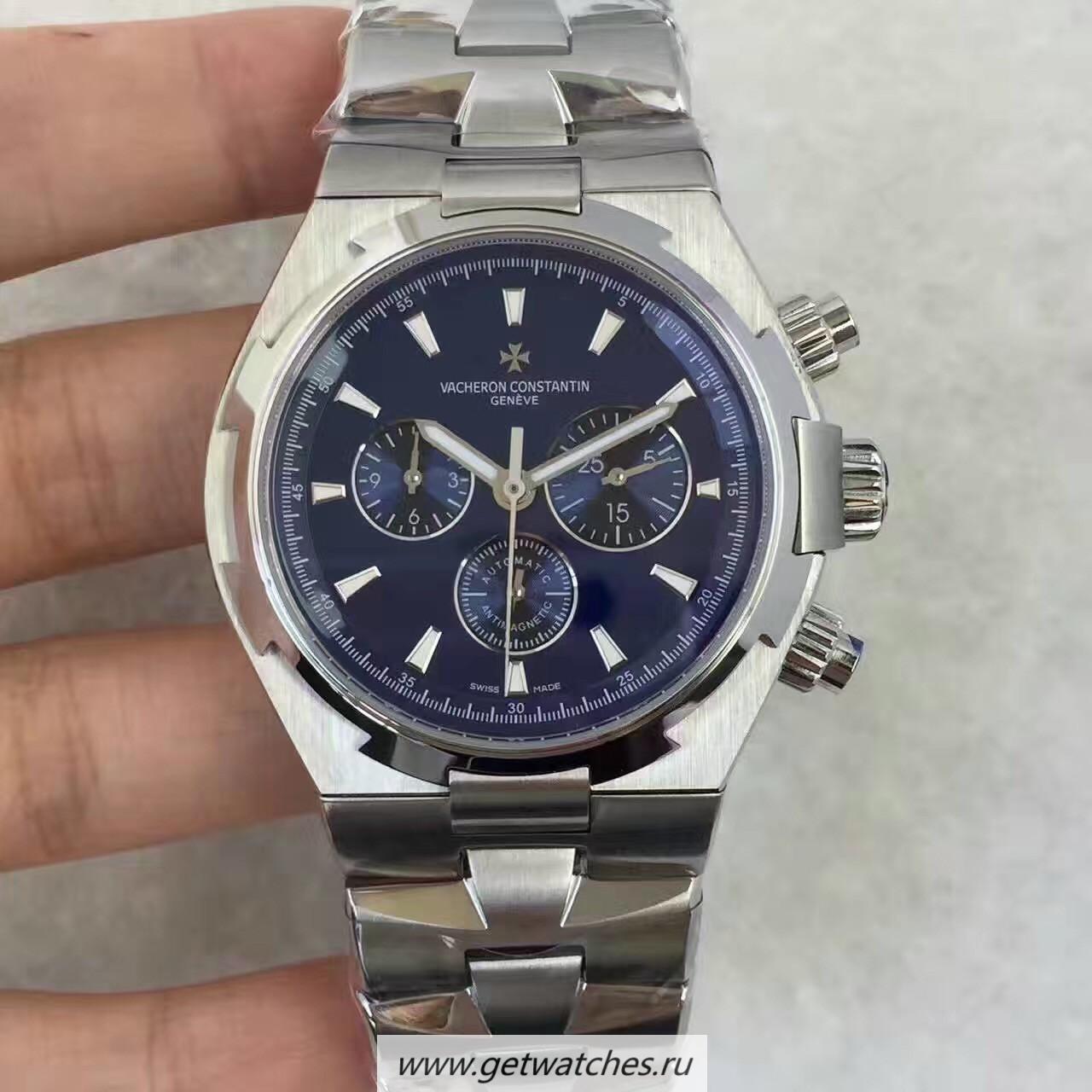 Perfect Replica Vacheron C0nstan1n Overseas Chrono SS Blue Dial 7750