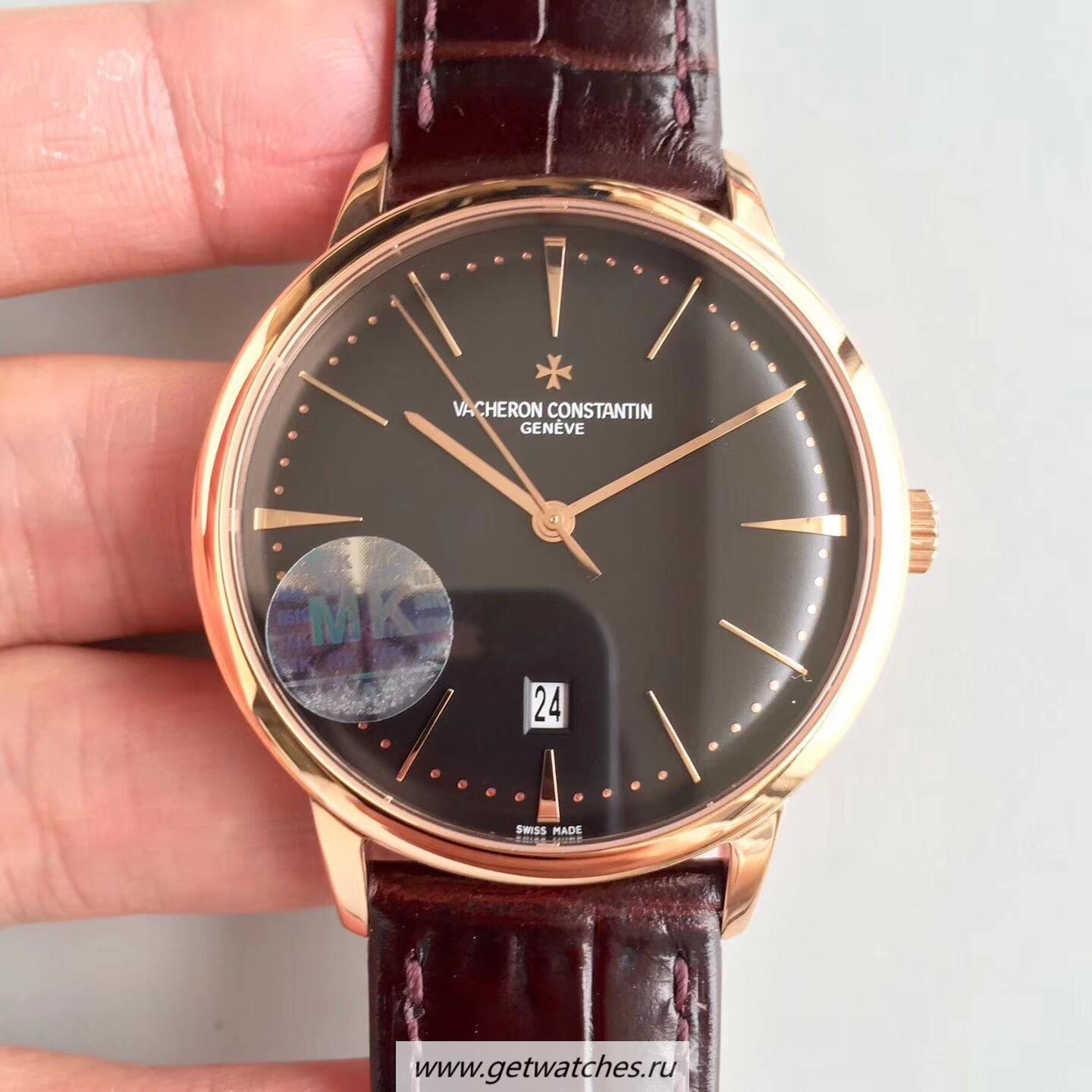 Fake Vacheron C0nstan1n Patrimony 85180/000R-9166 MKF Rose Gold Black Dial 2450 Q6