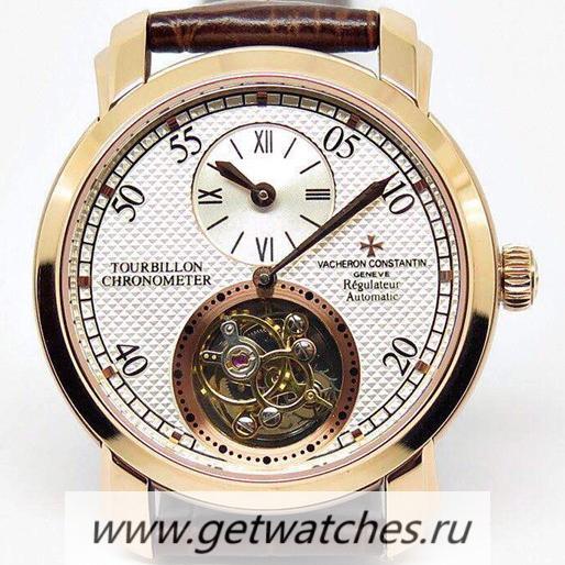 Fake Vacheron C0nstan1n Patrimony Carrousel Tourbillon Rose Gold White Dial Carrousel Tourbillon