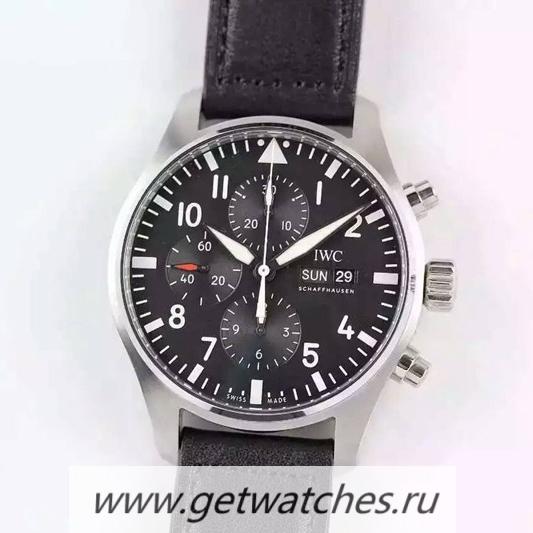 NEW Replica IWC Pilot Chrono IW377709 SS Black Dial 7750