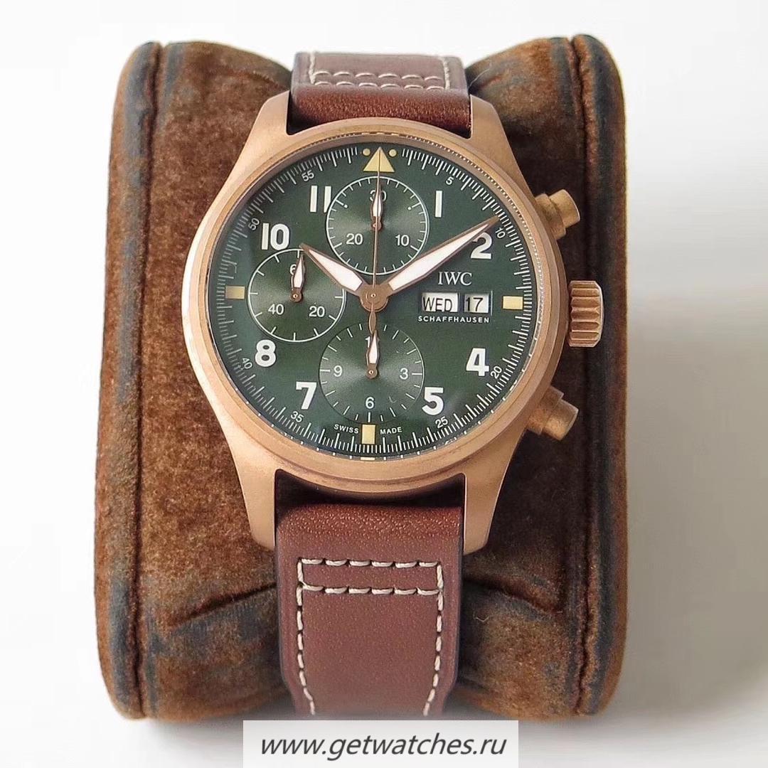 Fake IWC Pilot Spitfire Chrono IW387902 AIF Bronze Green Dial 7750