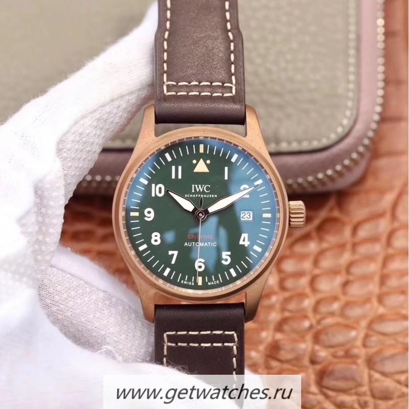 Shop IWC Pilot Spitfire IW326802 XF Bronze Green Dial 2824