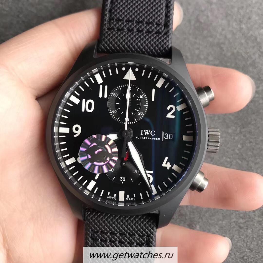 Perfect Replica IWC Pilot Top Gun Chrono IW389001 ZF Ceramic Black Dial 7750