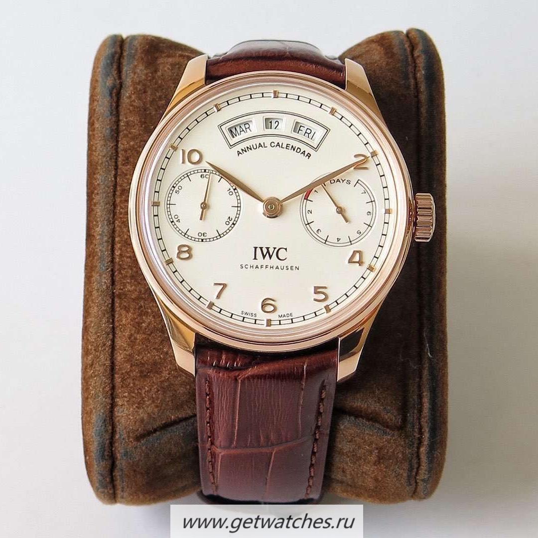 Perfect Replica IWC Portugieser Annual Calendar IW503504 ZF Rose Gold White Dial 52850