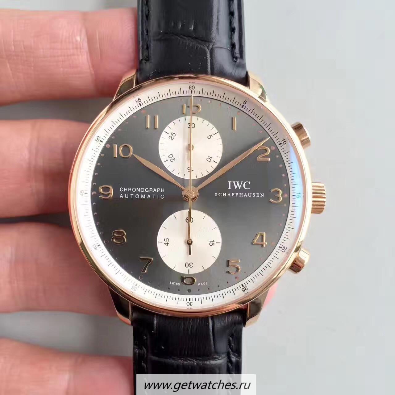 High Quality IWC Portugieser Chrono Jackie Chan IW371433 ZF Rose Gold Anthracite & White Dial 7750