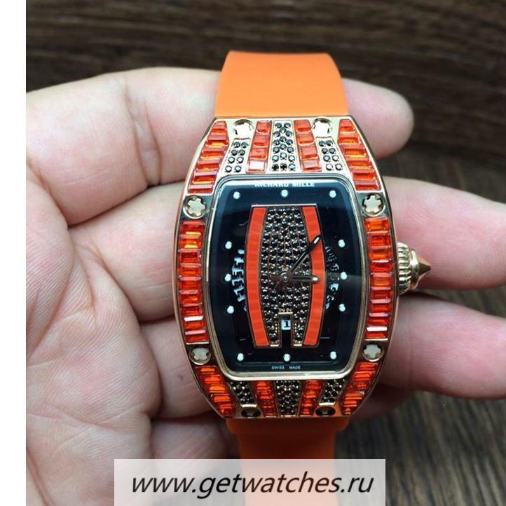 Replica Richard Mille RM007 Ladies Rose Gold Orange D1am0nds Dial M6T51