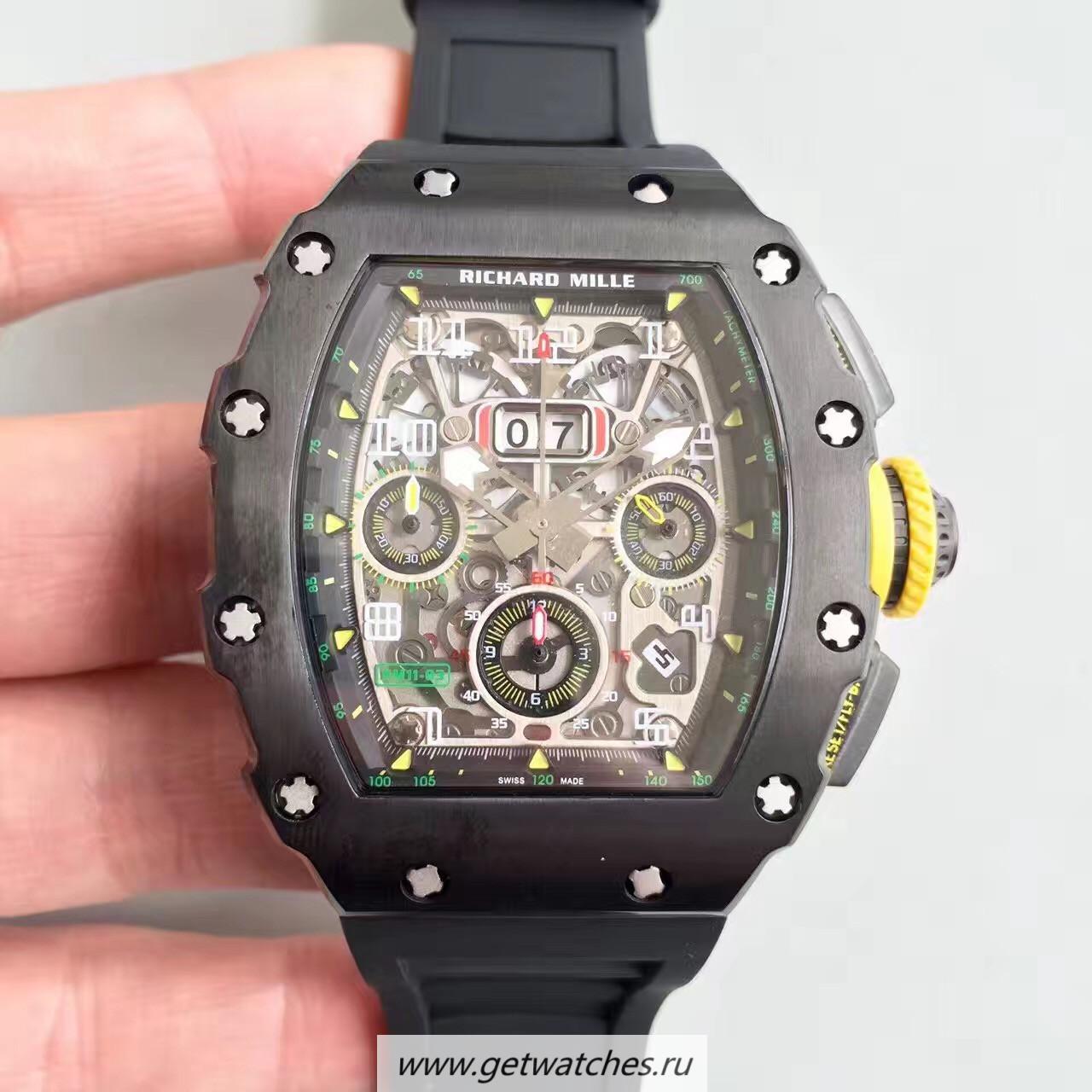 Shop Richard Mille RM011-03 KVF V2 PVD Black Skeleton Dial 7750