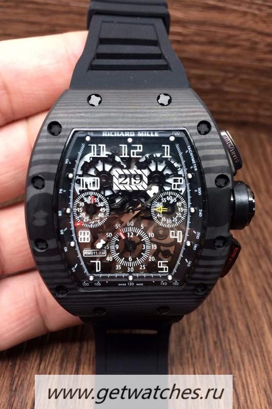 NEW Replica Richard Mille RM011-FM Felipe Massa Chrono Forged Carbon Black Dial 7750