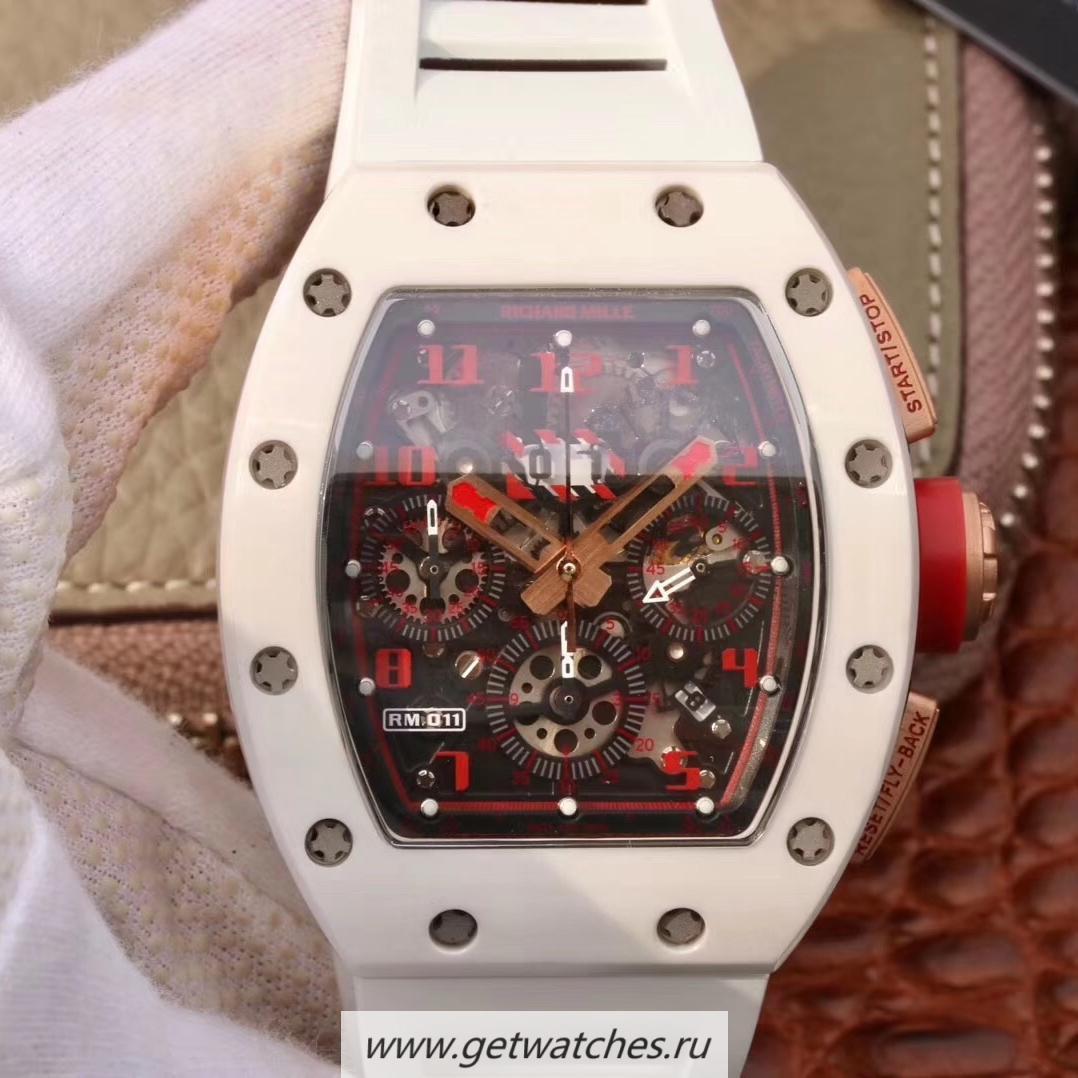 Perfect Replica Richard Mille RM011-FM Felipe Massa Flyback Dubai Chrono KVF White Ceramic Skeleton Dial 7750