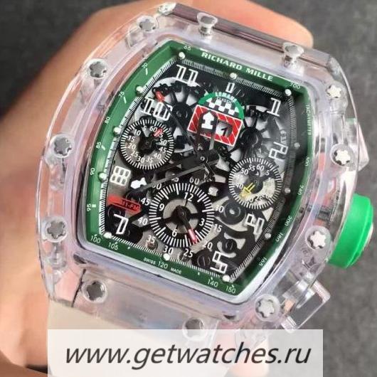 High Quality Richard Mille RM011-FM Shappire Green & Skeleton Dial 7750