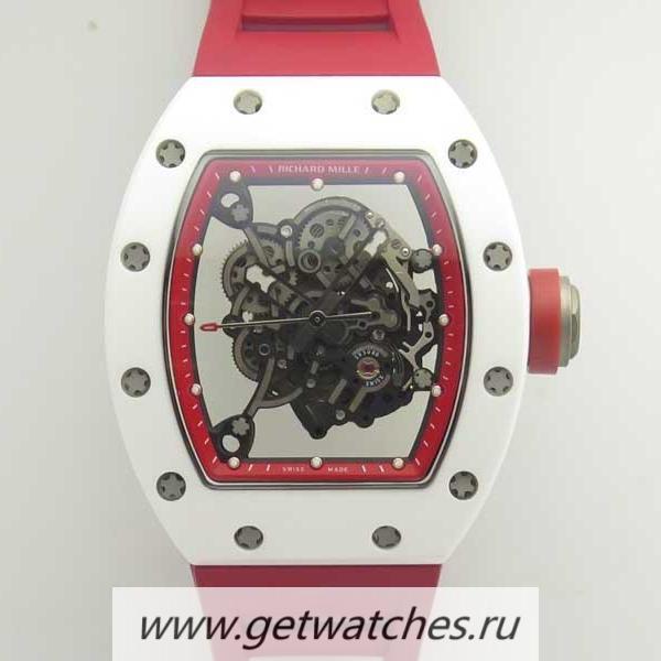 Perfect Replica Richard Mille RM055 KVF V2 White Ceramic Red Skeleton Dial M8215