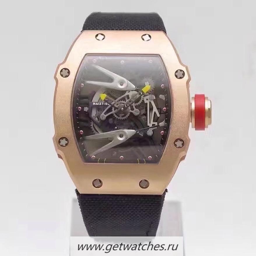 Perfect Replica Richard Mille RM27-02 Rose Gold Black & Skeleton Dial M9015